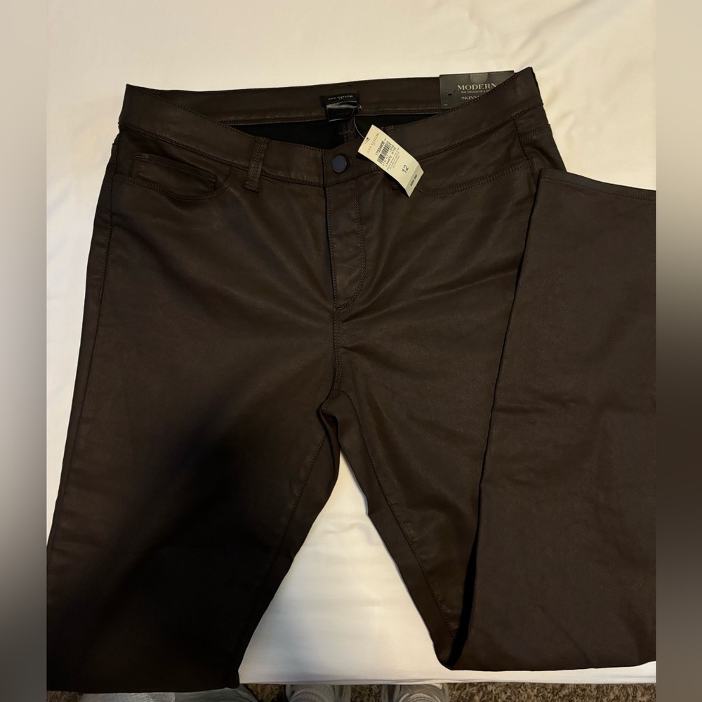 NWT BROWN MODERN SKINNY LEG SIZE 12 ANN TAYLOR PANTS